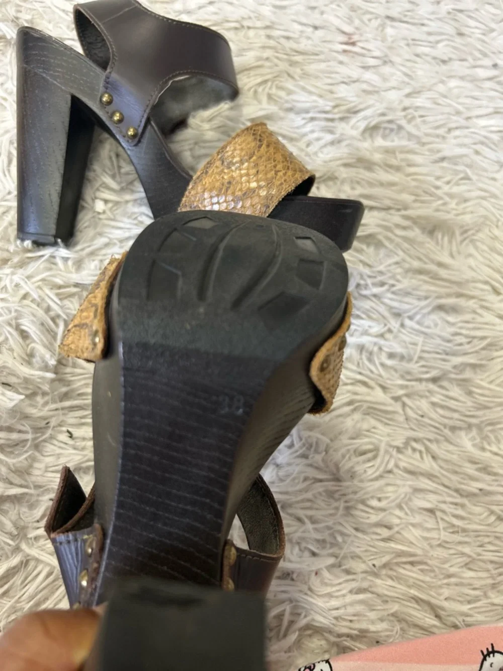 ◾️Y2K Vintage Bruni Collection Wooden Platform 90s Chunky Platform Heel - Picture 5 of 8